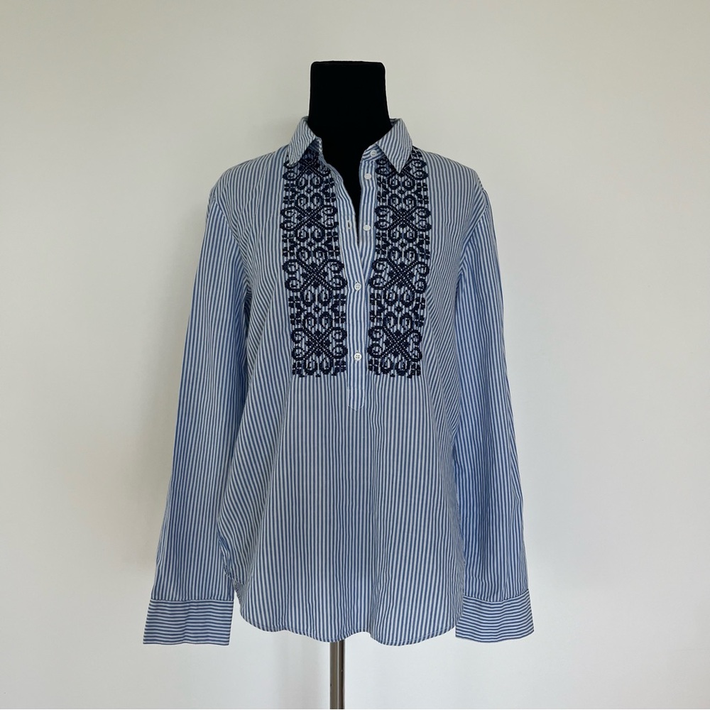 Zara blue and white stripe cotton shirt. Size Medium. Perfect condition.